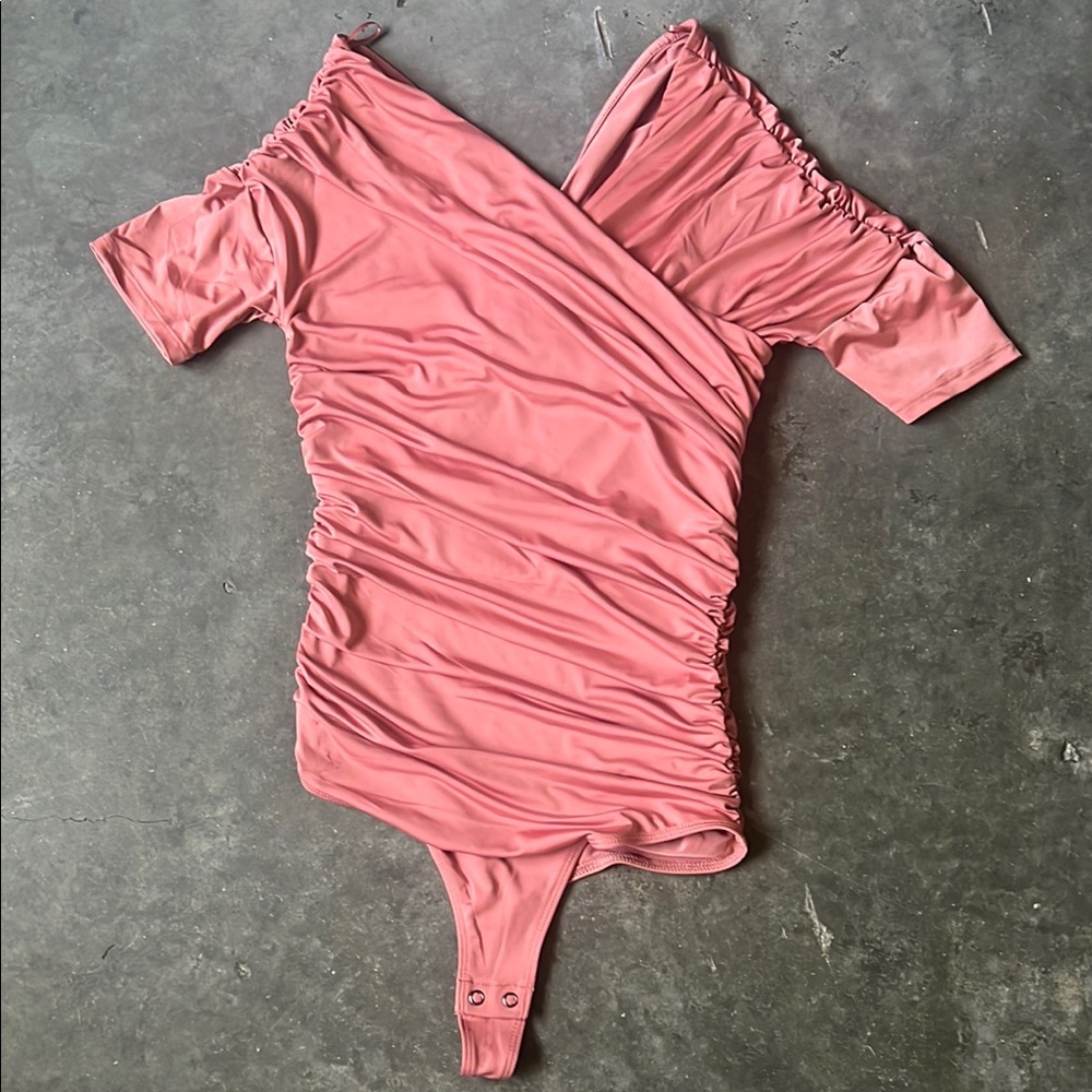 Pink Ruched Bodysuit